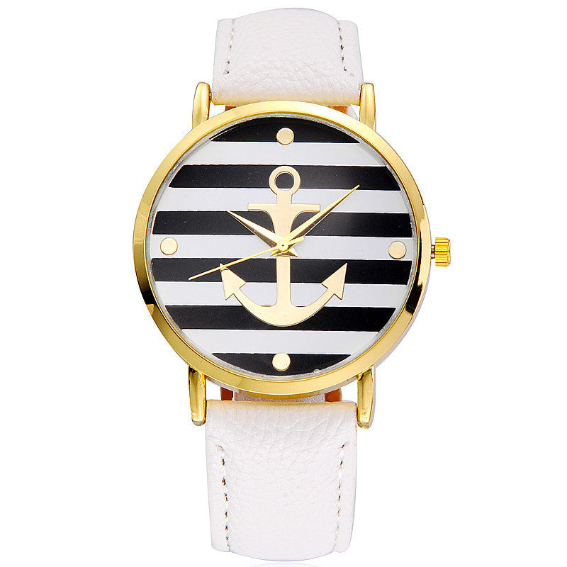 White and gold anchor watch