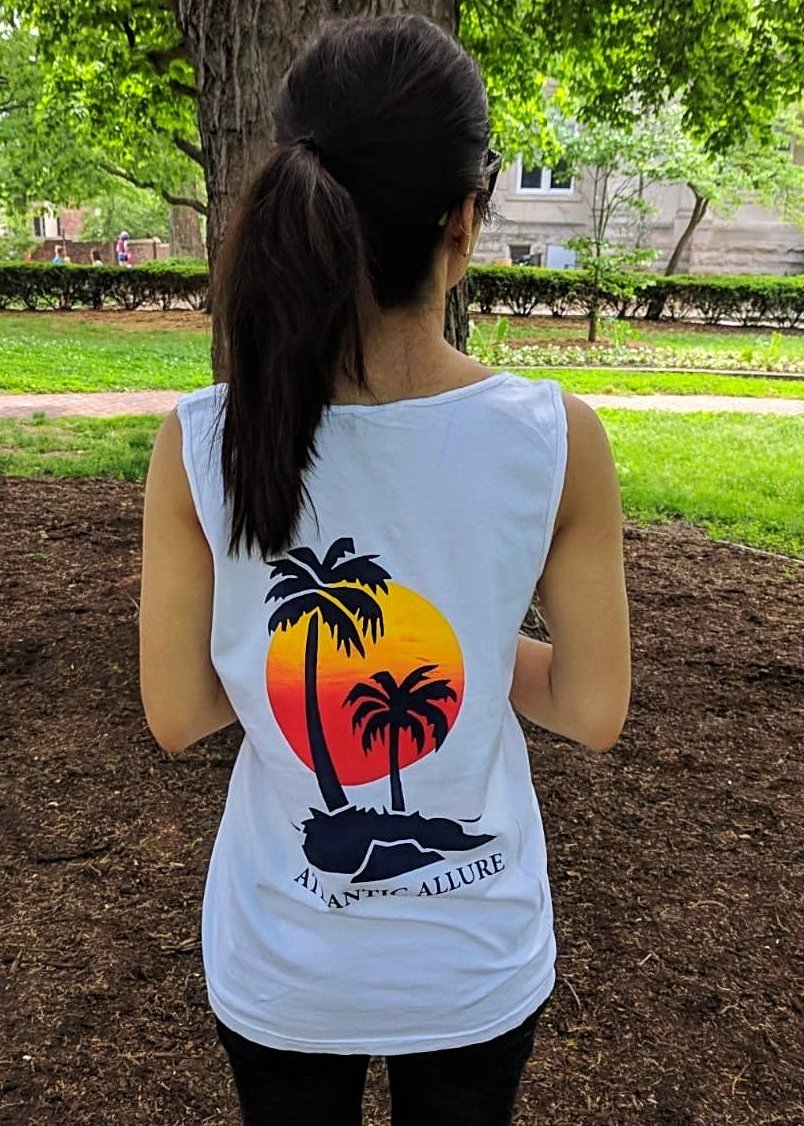 Palm Tree Design Sunset Design Chalky Mint color Tank top