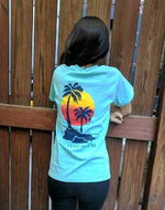 Palm Tree Design Sunset Design Short-Sleeve Chalky Mint color
